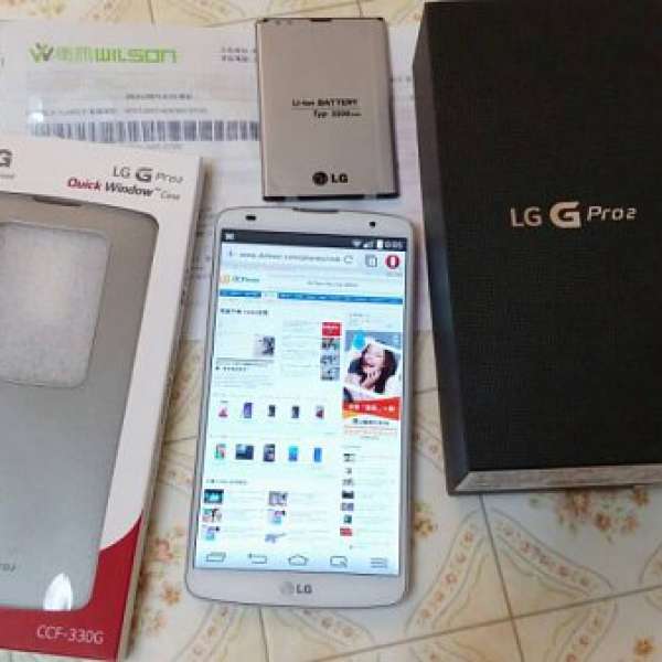出售 99%新 LG G Pro 2 白色 32GB 行貨, 跟原裝Cover銀色....