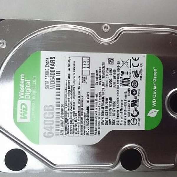 有問題 WD Green 640GB 3.5" SATA Harddisk