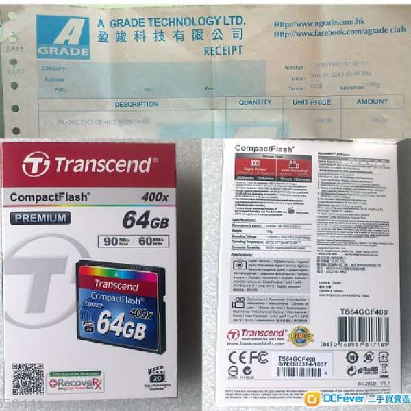 Transcend CF Card 64GB 400X (全新)