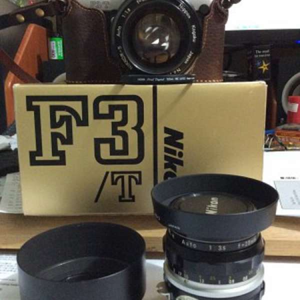 Nikon F3/T Silver w/ box + Nippon Kogaku Japan 55mm F1.2 + 28mm F3.5