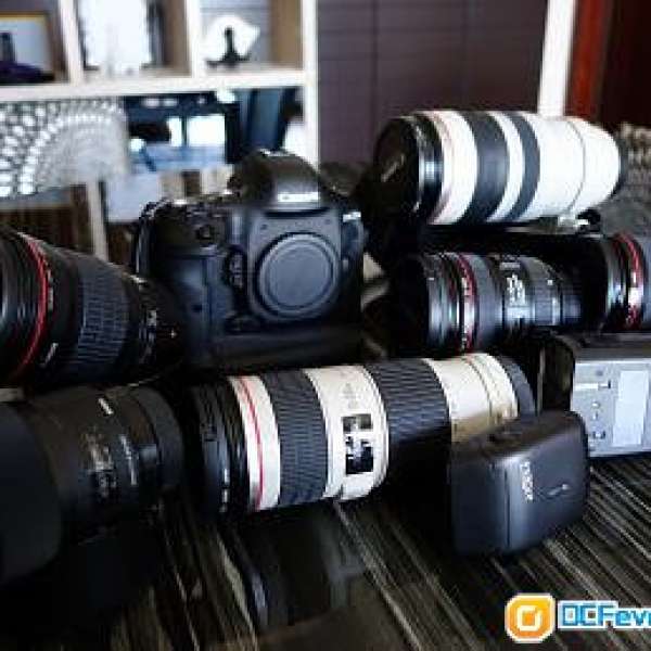 Canon 1 DX , 24-70mm f4 , 24-105mm f 4 , 100-400mm f4.5-5.6 , 135mm f2