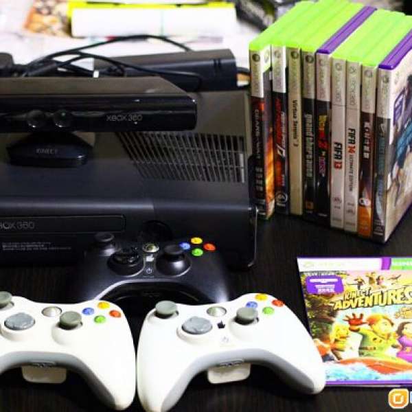 Xbox 360 250GB 連 kinect 套裝 連3手製 + 10隻game 有盒
