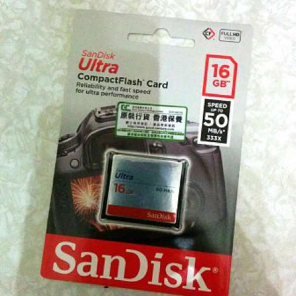 100%new 全新 Sandisk Compact Flash CF card 16GB 333x 50MB / s 有單