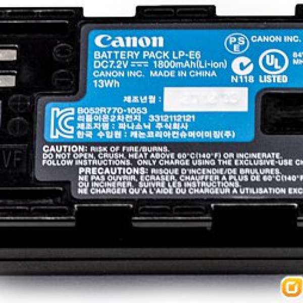 原廠 Canon LC-E6E with  LP-E6 Battery  99%新