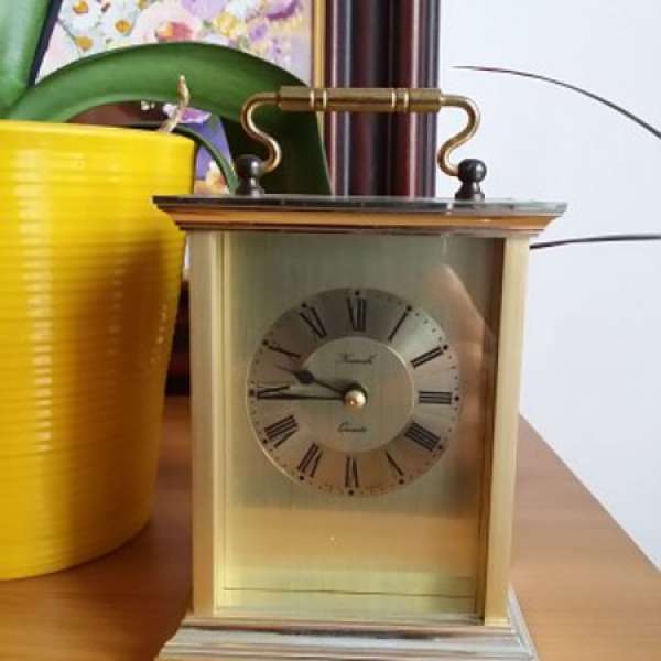 歐洲 淘回 德國名牌老古董50年代 Kiensle 金色石英黃銅 座鐘