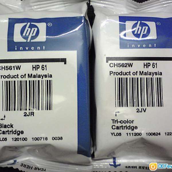 全新未開封HP原裝INK(HP61黑&彩各一)