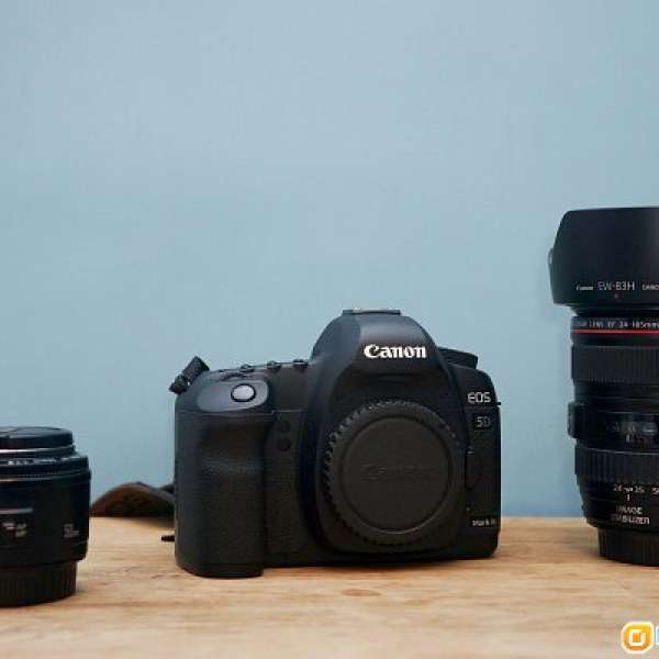 Canon 5D mark II body + 24-105mm + 50mm 1.8 + Nissin Di866 (可分開買)