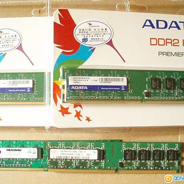 全新ADATA DDR2 800 兩條2GB送512MB+1GB