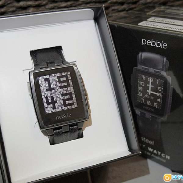 Pebble Steel Black Matte 黑色皮帶版 E-Ink 智能手錶
