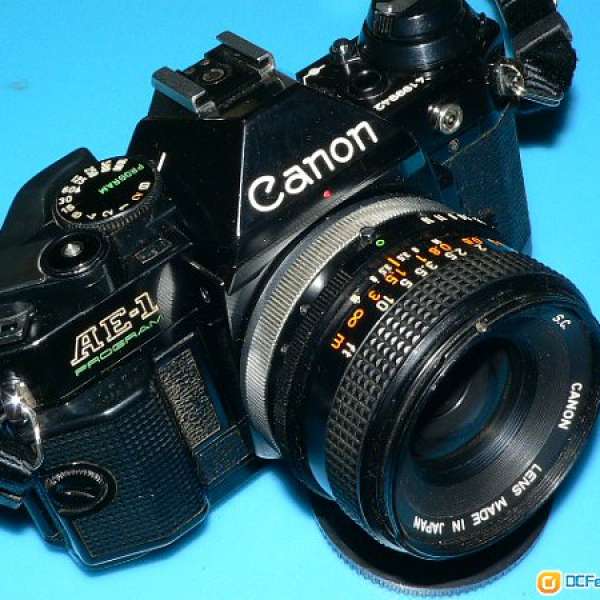 售菲林机中的豪華組合Canon AE1P克机 body+FD 28/3.5  大光圈 手動鏡*$650*請注意內容