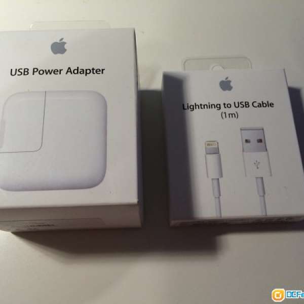 全新未開 Apple USB Power Adapter Charger & Lighting Cable (1m) iPhone iPad