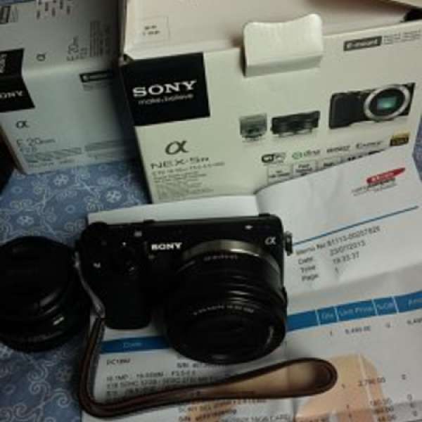 sony 5R kit,黑色./. 16-50 + sony 20 2.8, 行貨有保.  (95%新), 有正單