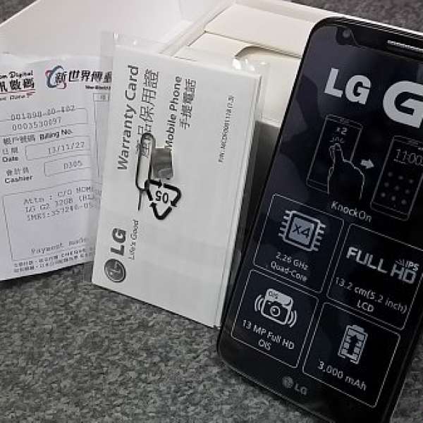 99% New 原裝行貨LG G2 D802黑色色32GB