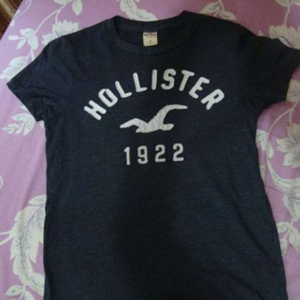 Hollister tee Grey and Blue tee size S 男裝 100% real  Hollister A&F