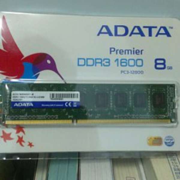 ADATA 8GB 1600 DDR3 RAM (未用品) 可換2x4GB RAM