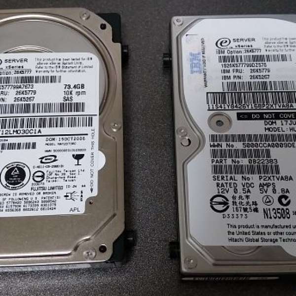 2 x IBM/Hitachi 74GB SAS 10000rpm Hard Disk Drive HDD