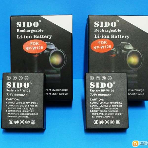 SIDO battery (2 pcs) NP-W126 for X-Pro1 / X-T1 / X-E2 / X-E1 / X-M1