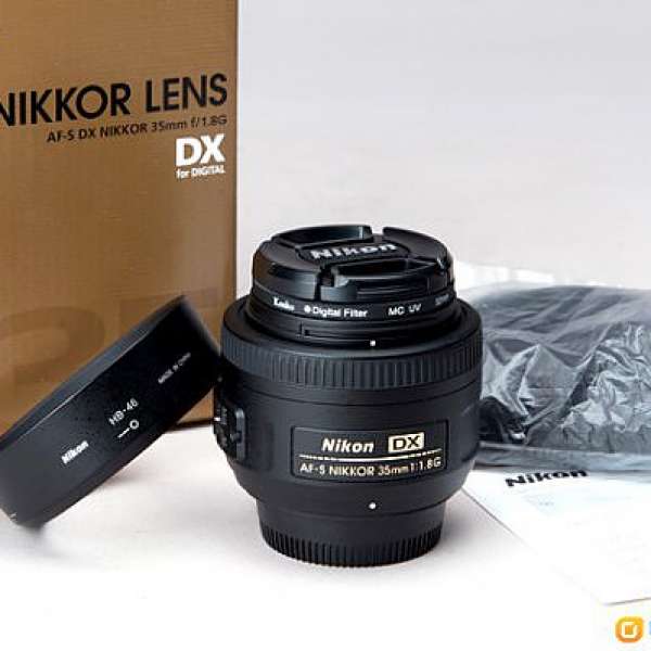 Nikon 35mm f1.8 行貨過保，齊盒，保養証，hood，鏡頭袋