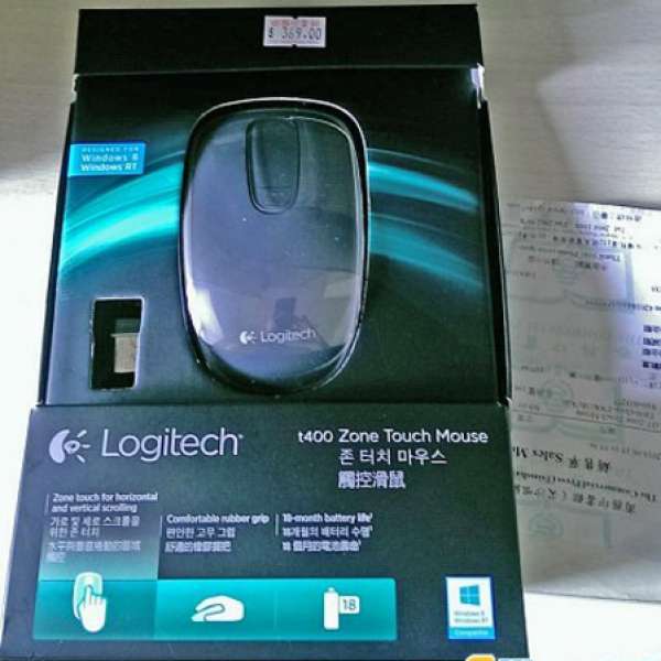 Windows 8專用 Logitech t400 Zone Touch Mouse 只買咗2日  行貨有單