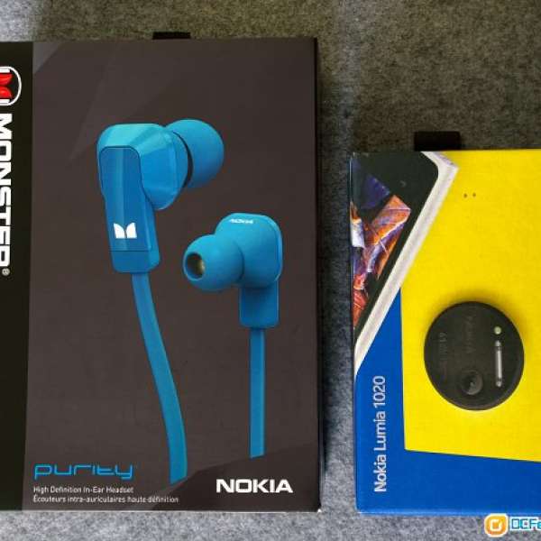 Lumia 1020 黑色行貨 + Nokia Purity by Monster In-Ear 藍色 Cyan