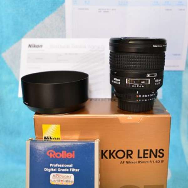 Nikon AF 85mm  F1.4D IF  連Rollei(PDG)77mmUV Filter(不議價者)