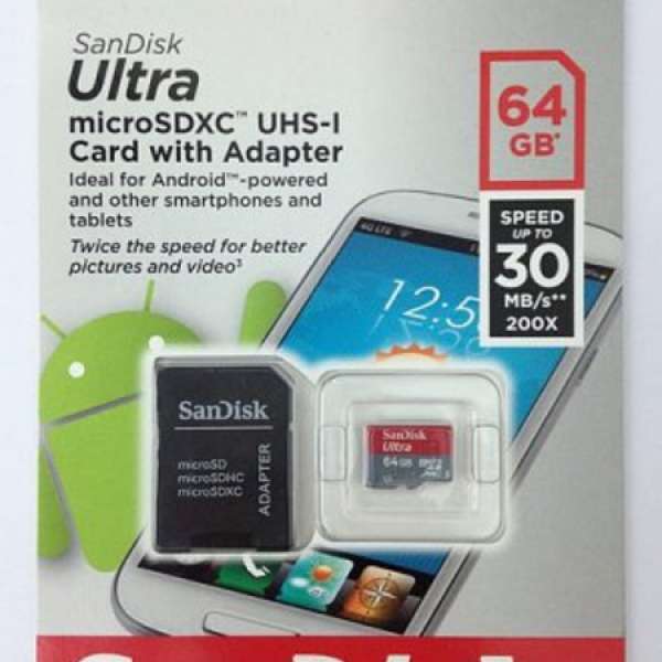特價64GB SANDISK MICRO SD SDXC CARD + SD CARD ADAPTER 記憶卡