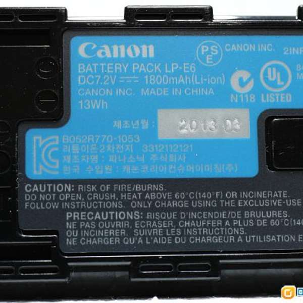 Canon 原廠電LP-E6 98%新淨...