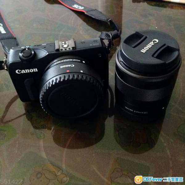 canon eos m(black) with 18-55mm, adapter, 有盒有保