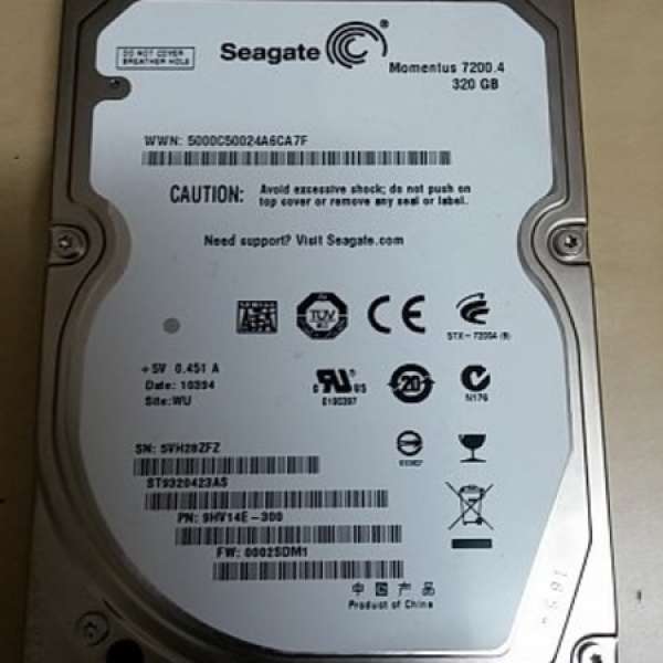 90% Seagate 320GB 2.5吋 硬碟 Harddisk notbook