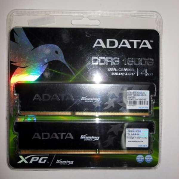 ADATA Xpg DDR3-1600 CL9 2GB x 2 Total 4GB Ram (1) "第一對" !