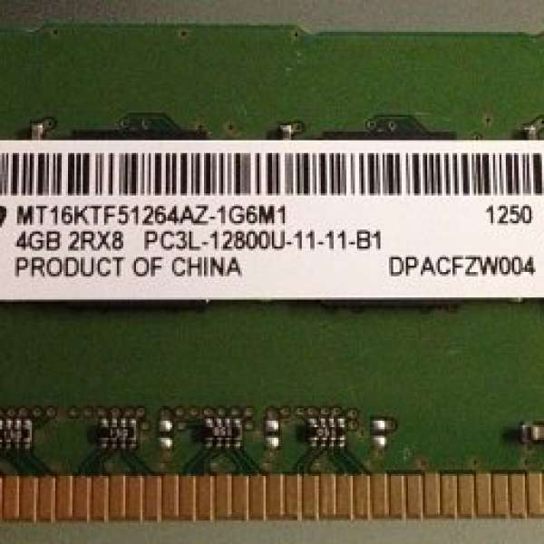 Micron 4GB DDR3L-1600 PC Desktop Ram 低電壓Ram