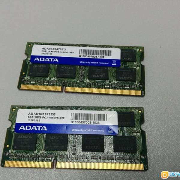 2 x A Data DDR3 1333 2GB SO DIMM= 4GB