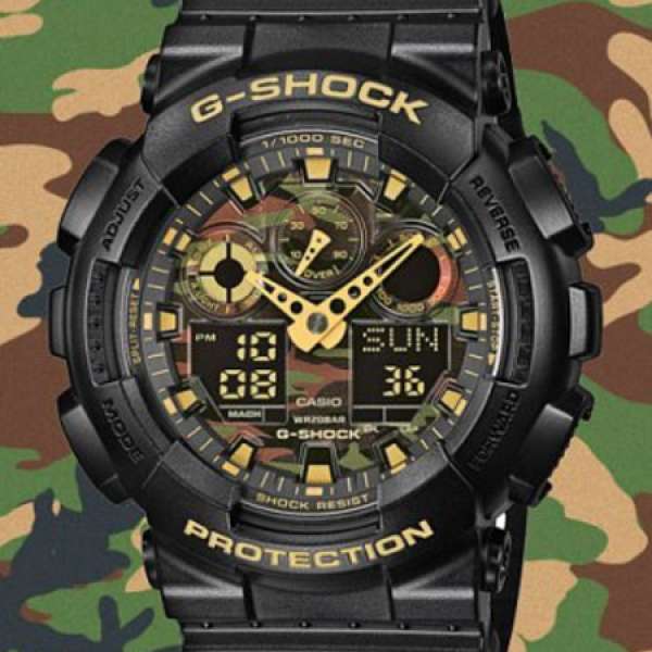 100% 全新 Casio G-Shock GA-100CF-1A9CR - 迷彩特別版 ( 有一年保養)