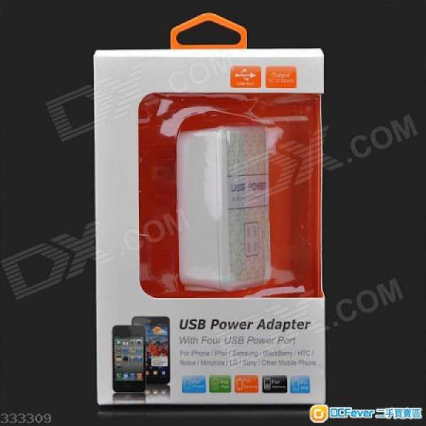 100% 全新 4-Port USB Power Adapter 充電器 1A 2.1A