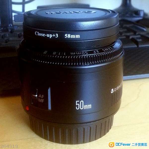 EF 50mm f/1.8 送 52 to 58mm 接環+58mm closeup filter