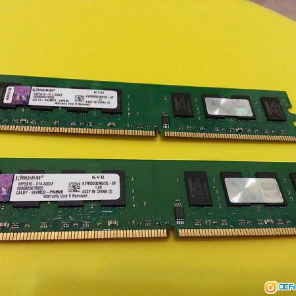 雙面 Kingston DDR2 800 2GB x 2 = 4G