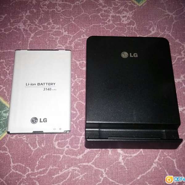 90% 新 LG G Pro F240 F350 E988 D838 原裝電池連原裝充電座 黑色