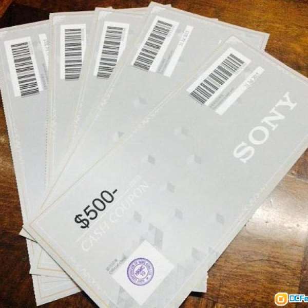 SONY $500現金卷 5張