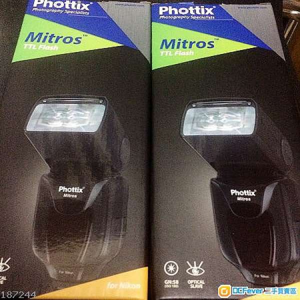 100％全新 Phottix Mitros TTL 閃燈2支 Nikon (sb800,sb900,sb910,sb700,sb600)