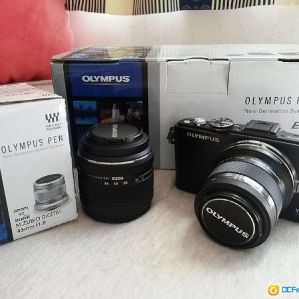 olympus epl5 e-pl5, kit lens 連 45mm f1.8. (黑) 95% 新