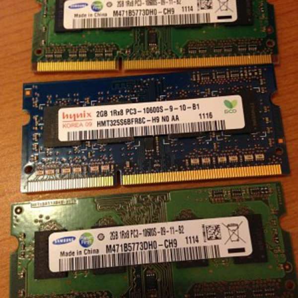 Samsung / Hynix 2GB DDR3 1600 有三條 $99 each (Made in Korea)