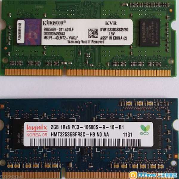 (舊) DDR3 RAM 2G x 2條 (Notebook RAM)