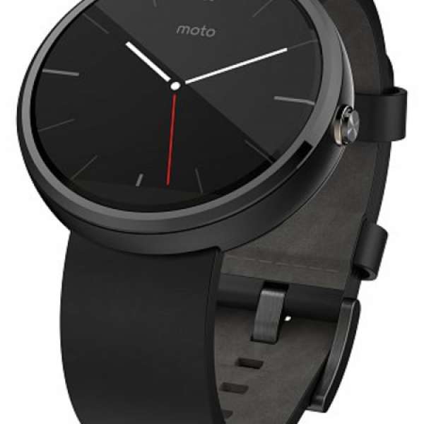 95% Moto 360 最型Android Wear 黑色＋黑皮帶 水貨全套有盒