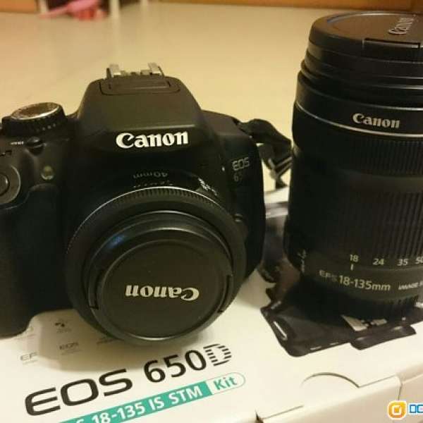 95% 新 Canon EOS 650D EF-S 18-135mm 鏡頭套裝 連 EF-40mm f/2.8 STM