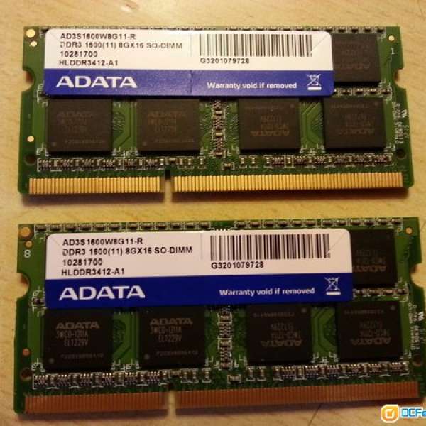 ADATA DDR3 1600mhz Notebook Ram 8GB X 2.