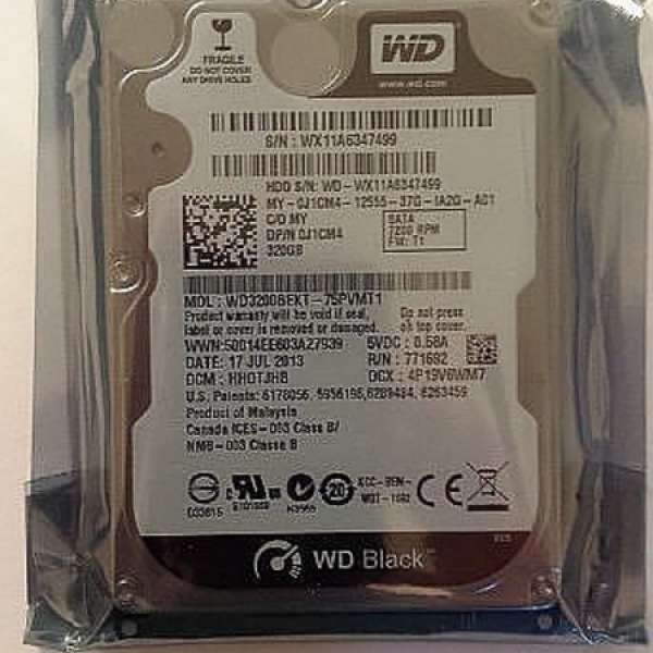 全新 OEM Western Digital WD Black 2.5" 750GB SATA 6 7200rpm 5年保養