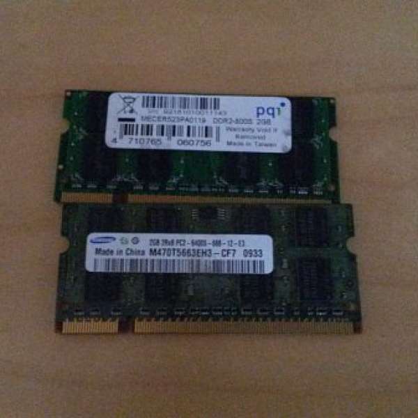 DDR2 2GB notebook ram 共4GB