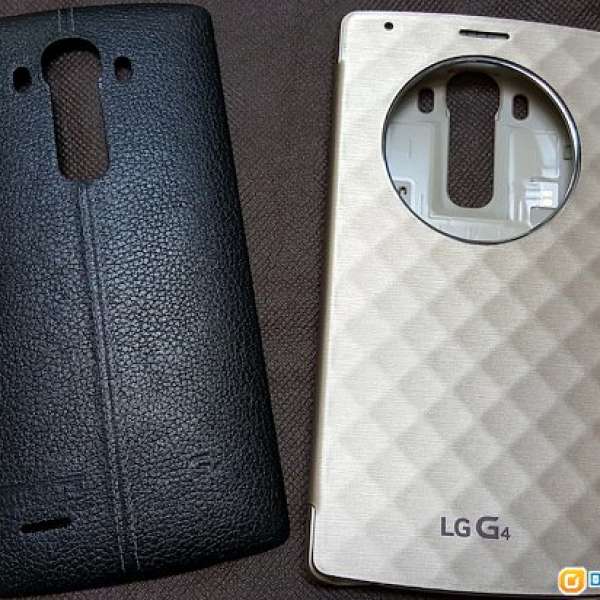 95% 新 -- 行貨 LG G4 機套  FLIP COVER (金色）+  皮蓋 （黑色）有 NFC
