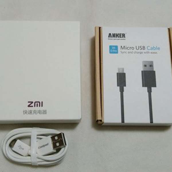 ZMI 紫米 QC2.0 充電器 (白色) / 原裝ANKER 0.9m 盒裝USB線