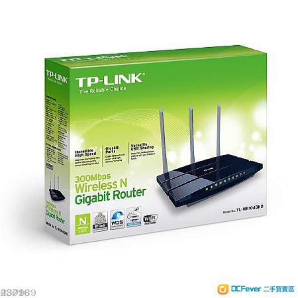 近乎全新) TP-LINK TL-WR1043ND(V2) router ,購自27-10-2015 FULL SET